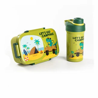 KidZilan 3-compartment bento box and matching water bottle set, view 7