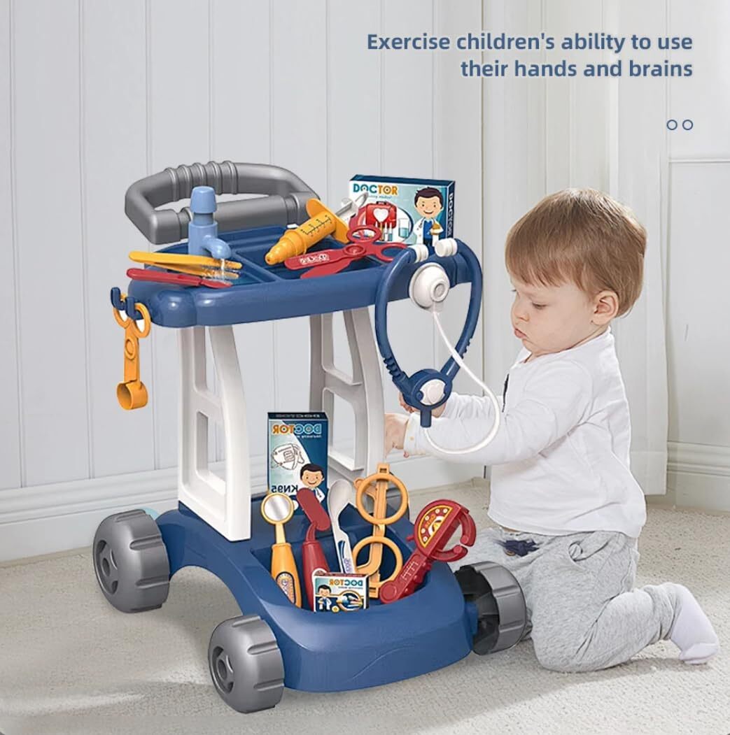Little Doctor DIY medical cart with working sink, blue, view 2