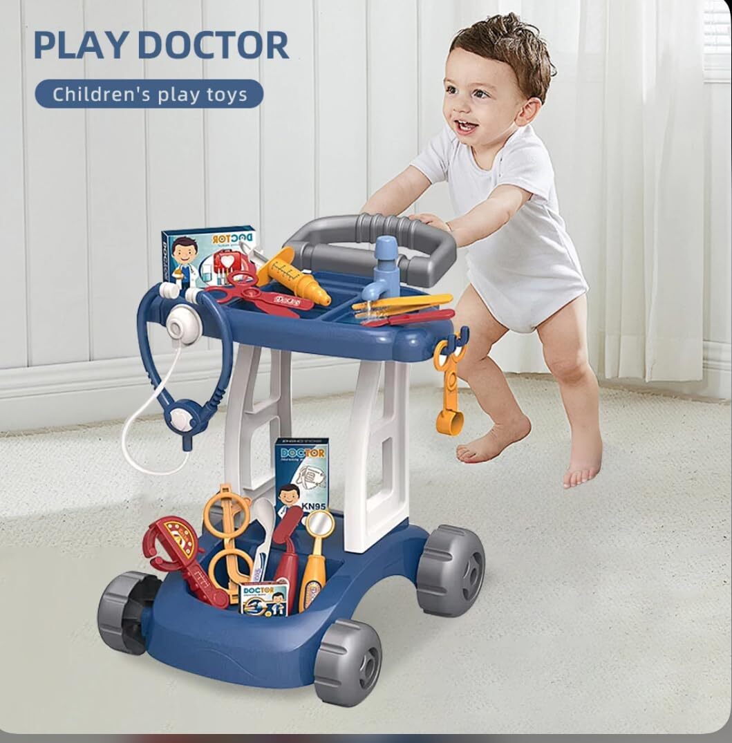 Little Doctor DIY medical cart with working sink, blue, view 5