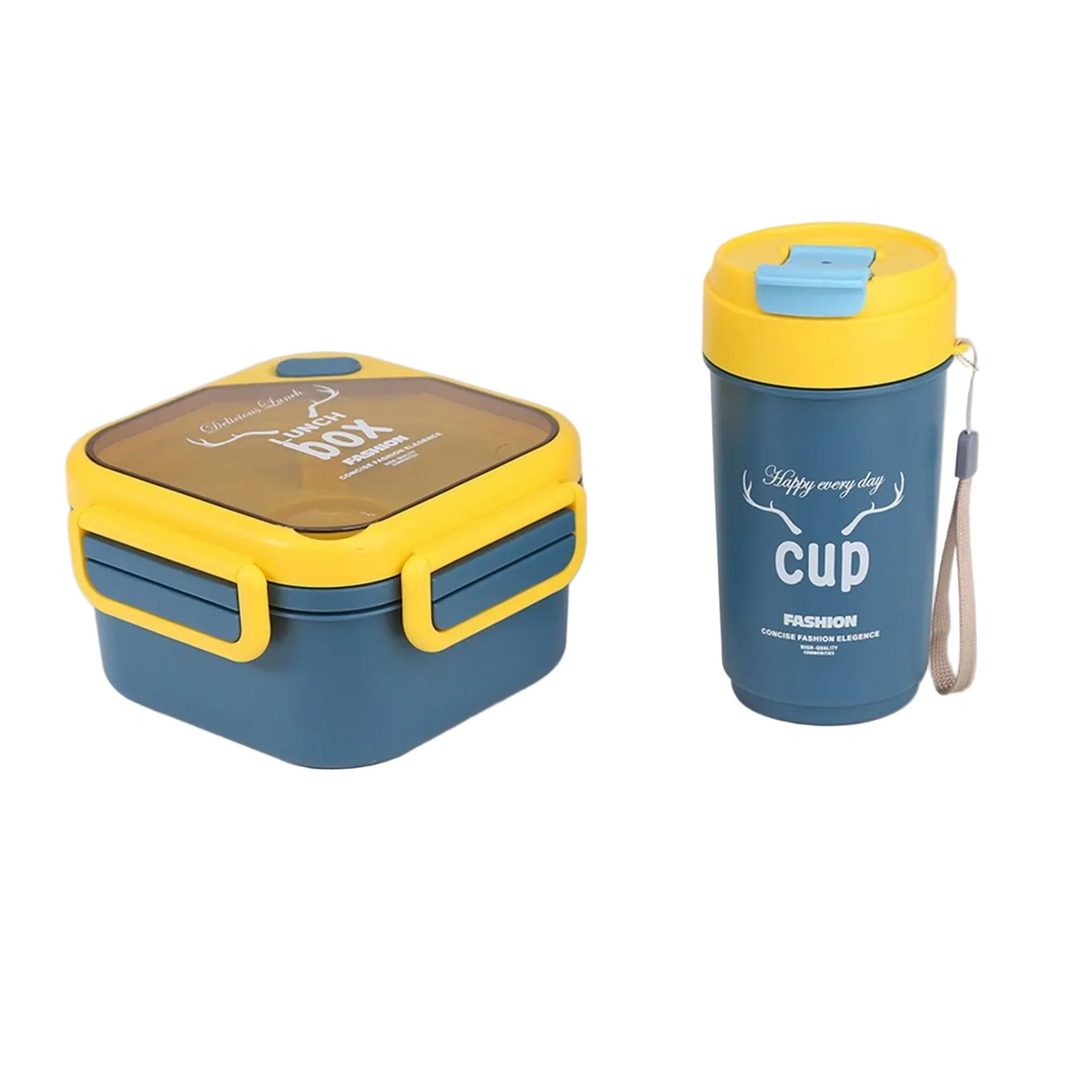 Kids daily bento box with matching tumbler and cutlery set, mixed colors