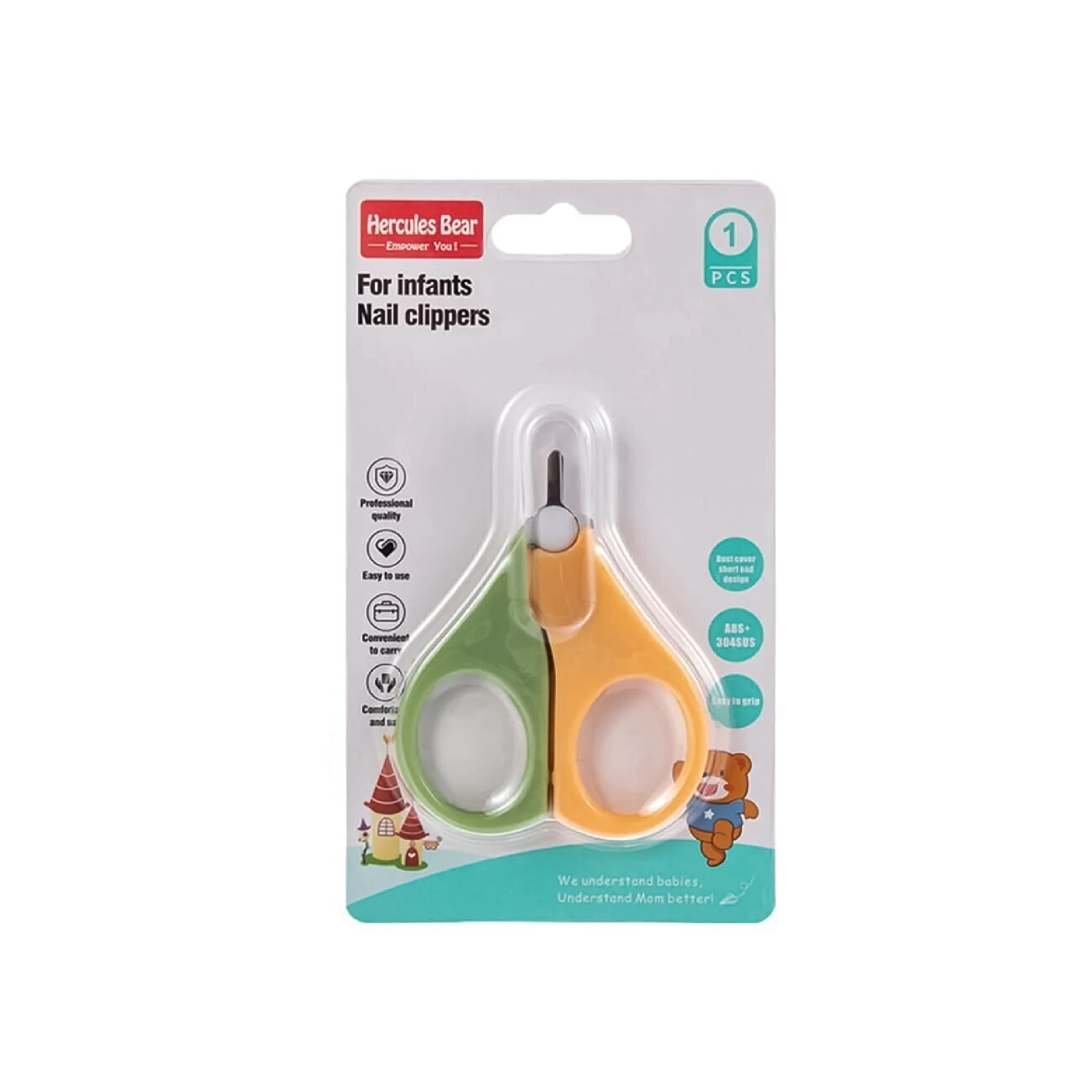 Hercules Bear baby nail clippers and scissors, orange