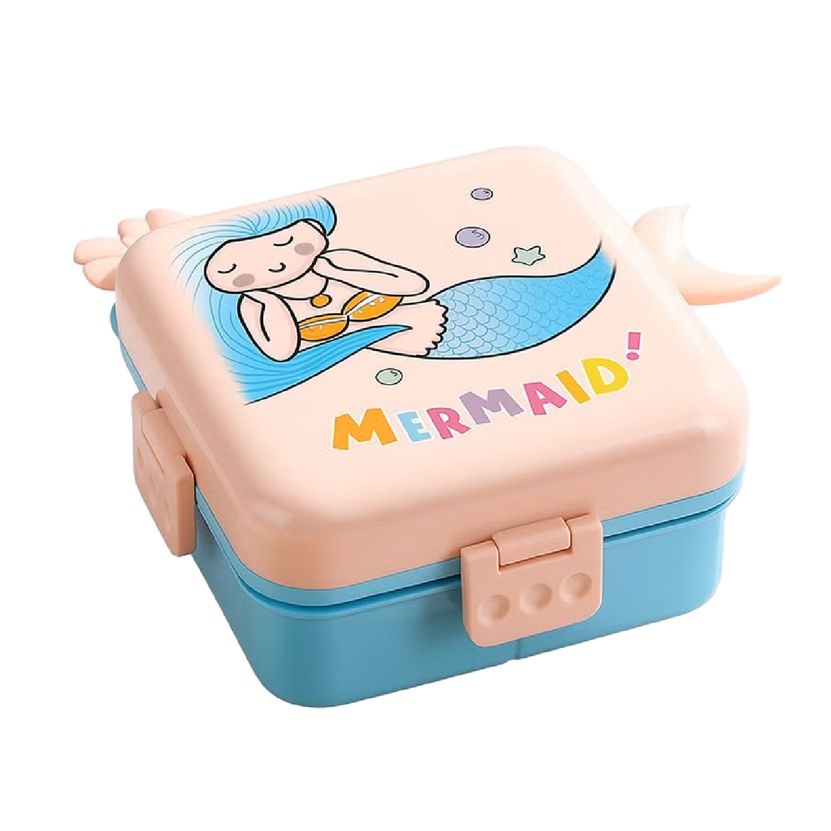 Laxson mermaid 304 stainless steel bento box with sauce cup, pink