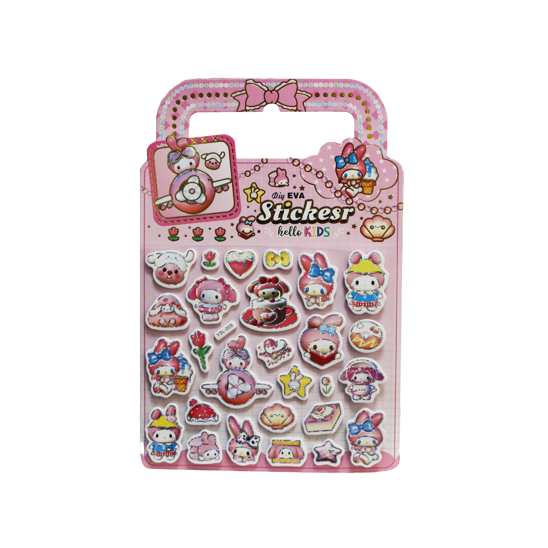 Kawaii character DIY foam sticker packets, pink view 3