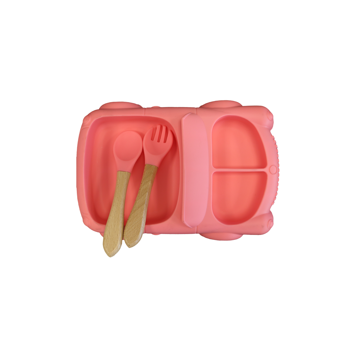 Algo pink car silicone baby feeding set, red