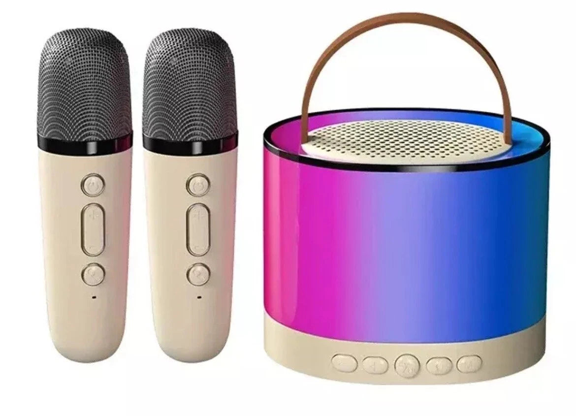 Duet Dreams mini portable Bluetooth karaoke speaker set, main view