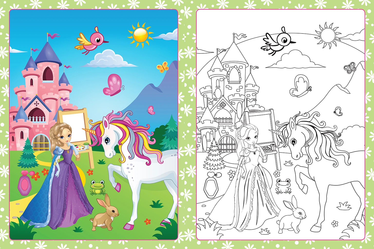 Princess Dresses (Purple) 48-Pages Coloring Book (Arabic Edition) Ages 3+ Years