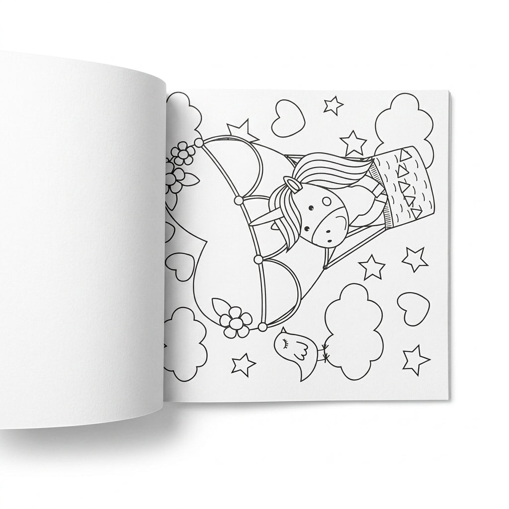 Unicorns Theme Coloring Book Set with 6 Pencils - 80 Pages