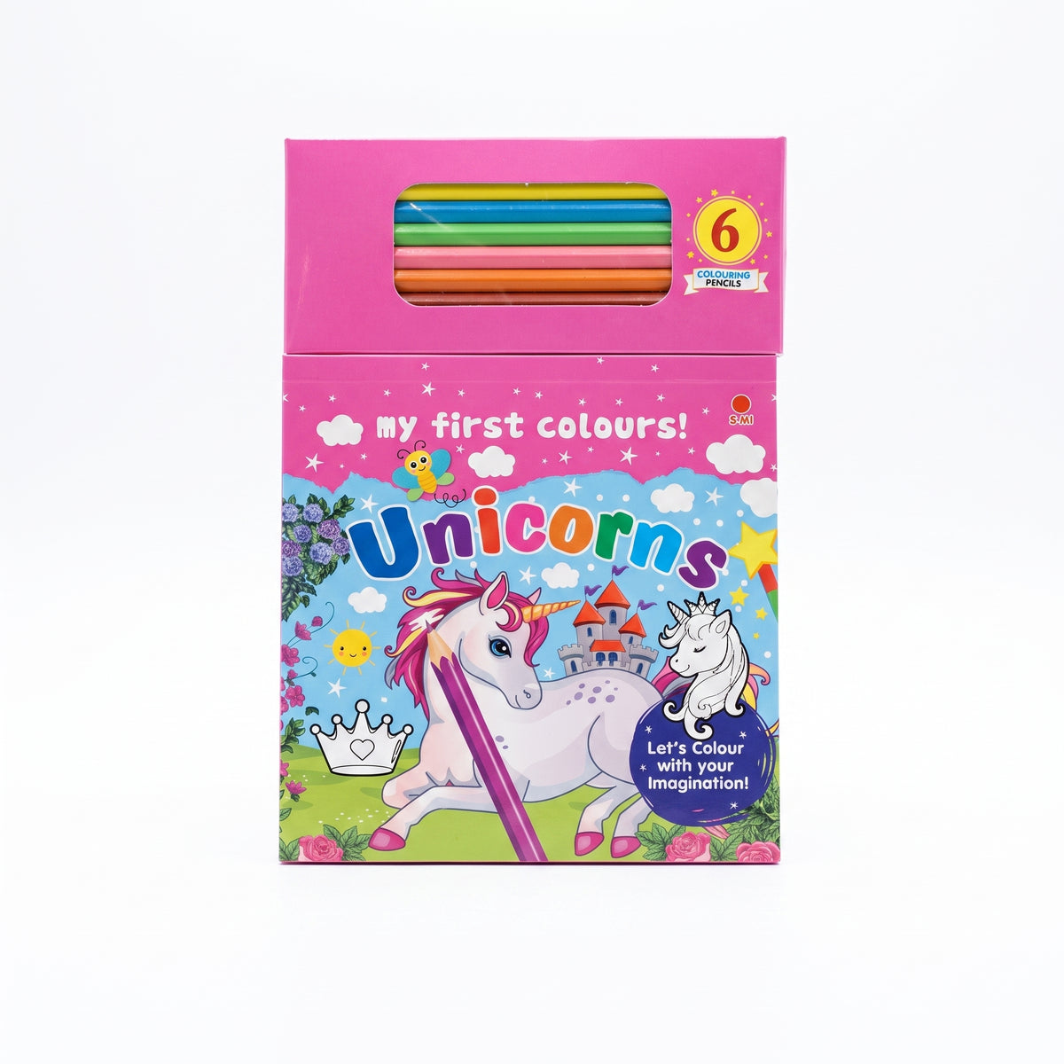 Unicorns Theme Coloring Book Set with 6 Pencils - 80 Pages