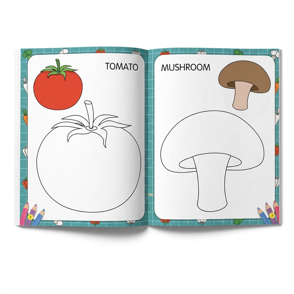 My First Vegetables Copy to Colour Book (16 Pages)