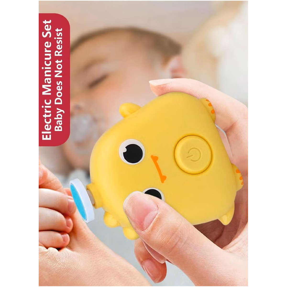 Electric baby nail trimmer and file kit, yellow view 1